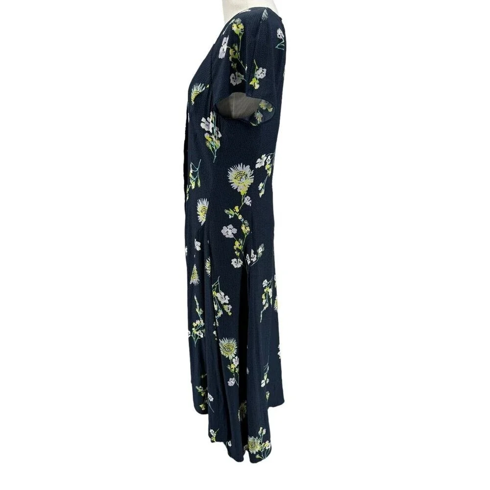 Free People Women's Navy Blue Lost In You Floral Midi Dress Size Small